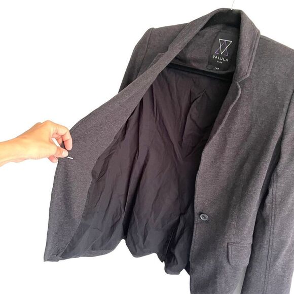 ARITZIA Talula Cotton Modal Jersey Blazer Charcoal Grey 2 - Picture 4 of 7